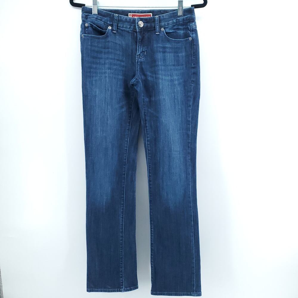 GAP Womens Curvy Straight Classic MidRise Medium Wash Whiskering Stretchy| 2R